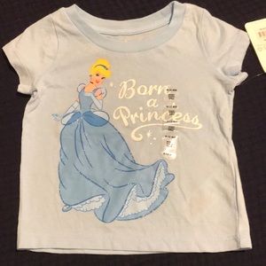 NWT Disney baby blue Princess Cinderella shirt with glitter accents Size 9-12M